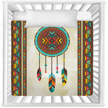 Ethnic Background With Dreamcatcher In Navajo Design. Nursery Decor 61943153