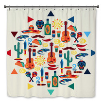 Ethnic Mexican Background Design In Native Style Bath Decor 64031530