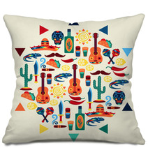 Ethnic Mexican Background Design In Native Style Pillows 64031530
