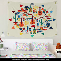 Ethnic Mexican Background Design In Native Style Wall Art 64031530