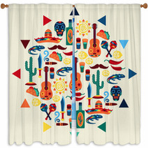 Ethnic Mexican Background Design In Native Style Window Curtains 64031530