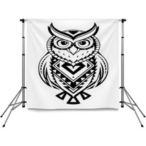Ethnic Style Owl Tattoo Backdrops 190985780