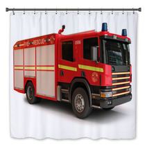 European Firetruck On A White Background Bath Decor 46844625