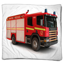 European Firetruck On A White Background Blankets 46844625