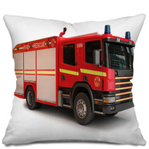 European Firetruck On A White Background Pillows 46844625