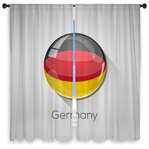 European Flags Set (detailed Glossy Button With Long Shadow) Window Curtains 56050642