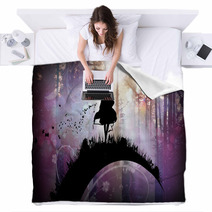 Evening In The Magical Forest Silhouette Art Photo Manipulation Blankets 141904657