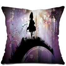 Evening In The Magical Forest Silhouette Art Photo Manipulation Pillows 141904657