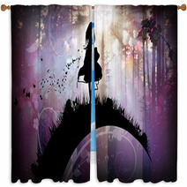 Evening In The Magical Forest Silhouette Art Photo Manipulation Window Curtains 141904657
