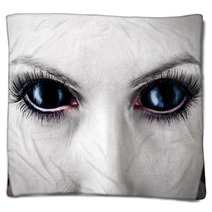 Evil Black Female Zombie Eyes. Blankets 55492802