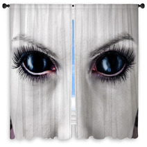 Evil Black Female Zombie Eyes. Window Curtains 55492802