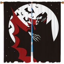 Evil Vampire In The Night Window Curtains 175442059