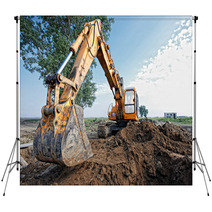 Excavator Digs A Hole Backdrops 59324128