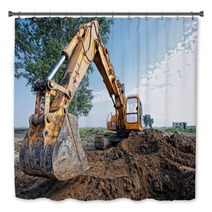 Excavator Digs A Hole Bath Decor 59324128