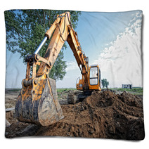 Excavator Digs A Hole Blankets 59324128