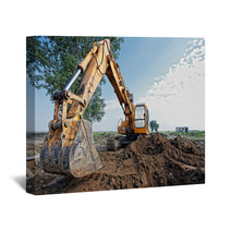 Excavator Digs A Hole Wall Art 59324128