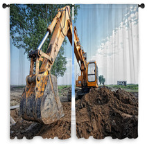 Excavator Digs A Hole Window Curtains 59324128