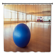 Exercise Ball For Fitness On Wooden Floor Bath Decor 128490918