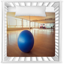 Exercise Ball For Fitness On Wooden Floor Nursery Decor 128490918