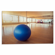 Exercise Ball For Fitness On Wooden Floor Rugs 128490918