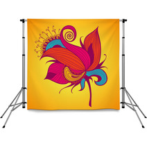 Exotic Flower On Yellow Background Backdrops 68794603