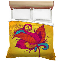 Exotic Flower On Yellow Background Bedding 68794603