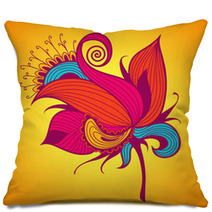Exotic Flower On Yellow Background Pillows 68794603