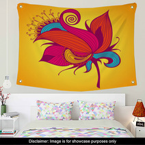 Exotic Flower On Yellow Background Wall Art 68794603