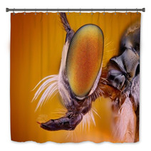 Extreme Sharp And Detailed View Of Robber Fly Head Bath Decor 62909483