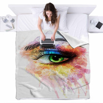 Eye Made Of Colorful Splashes Blankets 58183752