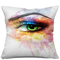 Eye Made Of Colorful Splashes Pillows 58183752