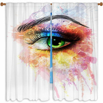 Eye Made Of Colorful Splashes Window Curtains 58183752