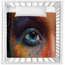 Eye Of Model With Colorful Art Make Up Close Up Nursery Decor 164061043