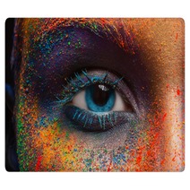 Eye Of Model With Colorful Art Make Up Close Up Rugs 164061043