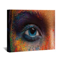 Eye Of Model With Colorful Art Make Up Close Up Wall Art 164061043
