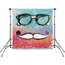 Eyeglasses And Mustache On Gradient Background Backdrops 55905234