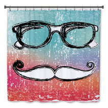 Eyeglasses And Mustache On Gradient Background Bath Decor 55905234