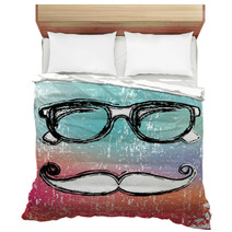 Eyeglasses And Mustache On Gradient Background Bedding 55905234