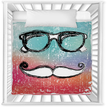 Eyeglasses And Mustache On Gradient Background Nursery Decor 55905234