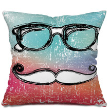 Eyeglasses And Mustache On Gradient Background Pillows 55905234