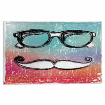 Eyeglasses And Mustache On Gradient Background Rugs 55905234