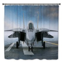 F 14 Jet Fighter On An Aircraft Carrier Deck Viewed From Front Bath Decor 54500687