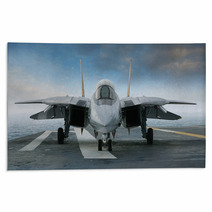 F 14 Jet Fighter On An Aircraft Carrier Deck Viewed From Front Rugs 54500687