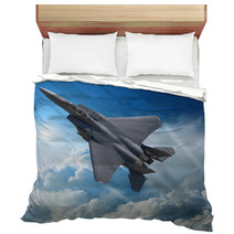 F 15 Eagle Jet Fighter In High Altitude Clear Sky Bedding 39879054