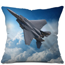 F 15 Eagle Jet Fighter In High Altitude Clear Sky Pillows 39879054