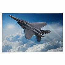 F 15 Eagle Jet Fighter In High Altitude Clear Sky Rugs 39879054