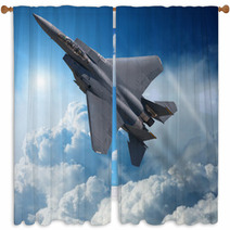 F 15 Eagle Jet Fighter In High Altitude Clear Sky Window Curtains 39879054