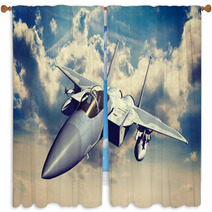 F 15c Eagle 3d Rendering Vintage Effect Window Curtains 106321398