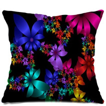 Fabulous Flower Pattern In Fractal Design. Computer Generated Gr Pillows 64147858