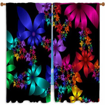 Fabulous Flower Pattern In Fractal Design. Computer Generated Gr Window Curtains 64147858